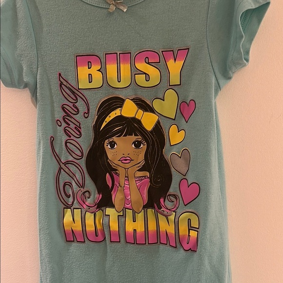 Blue and Yellow Ruffled Pajama Robe with Crew Neck - Picture 2 of 5